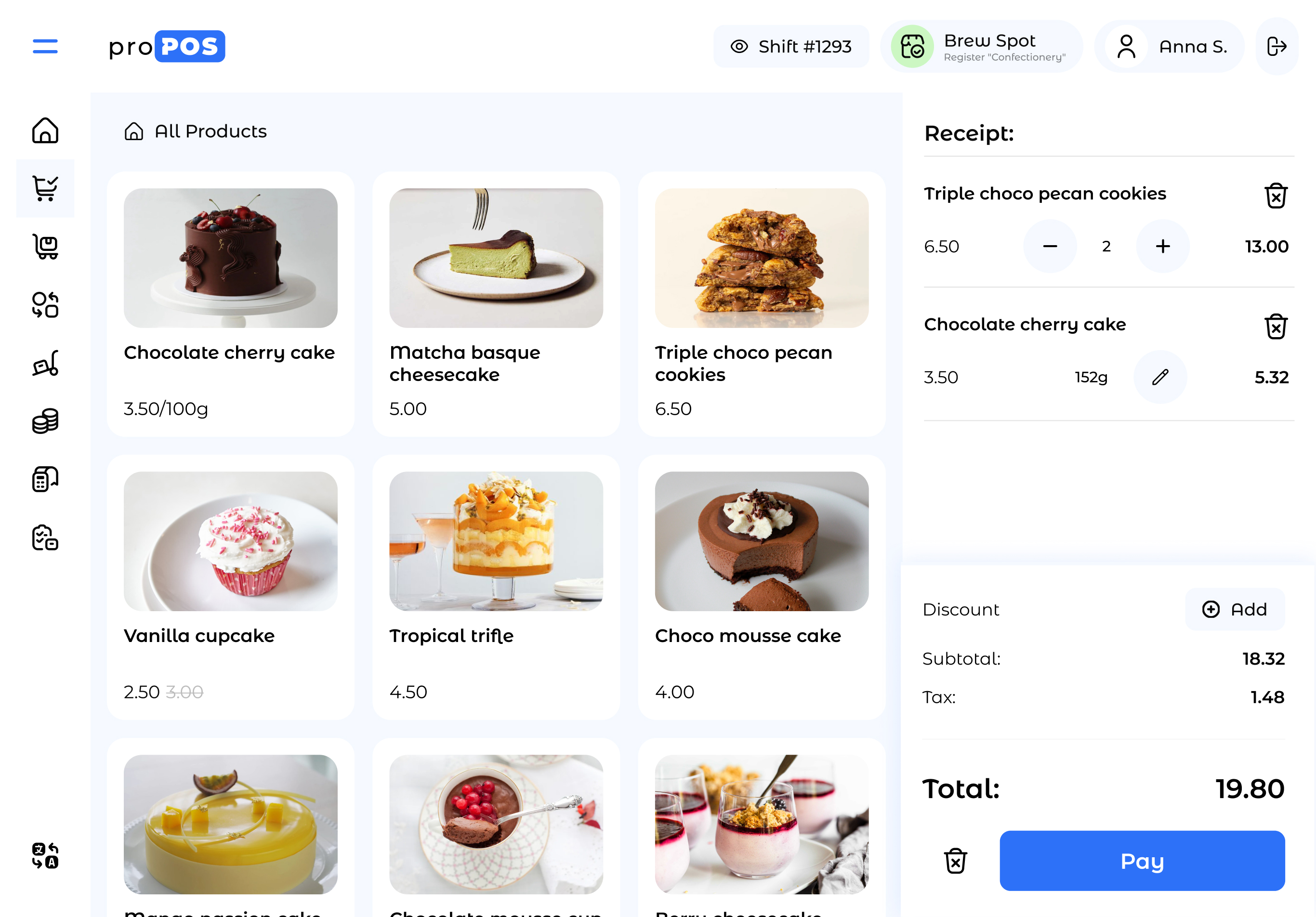 proPOS - ERP system dashboard interface
